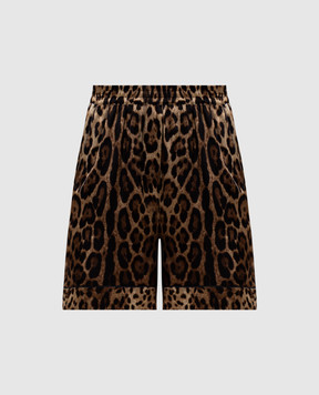 Dolce&Gabbana Brown animal print silk shorts FTAM7TFSAXY