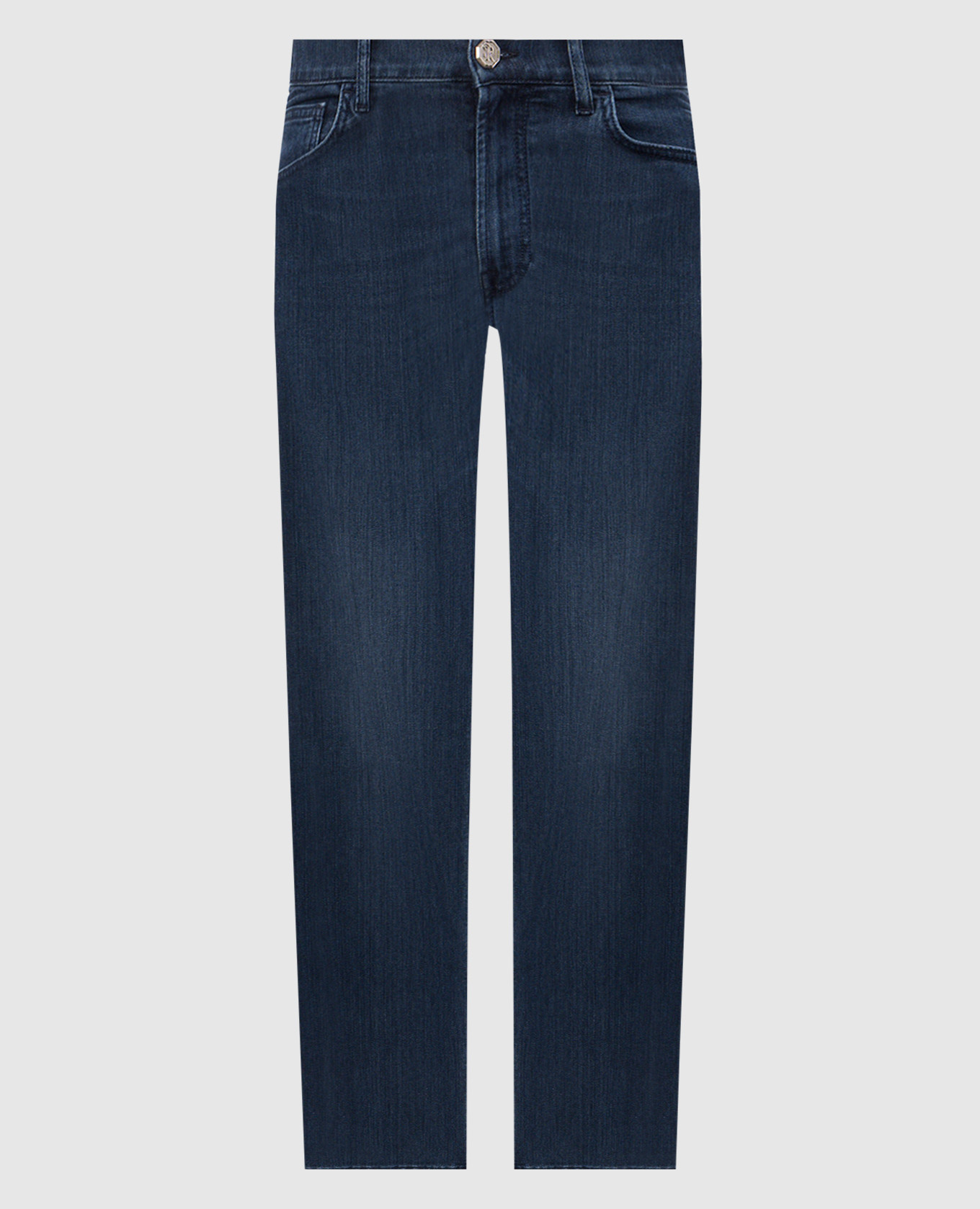 Blue jeans with logo patch Stefano Ricci