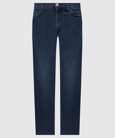 Blue jeans with logo patch