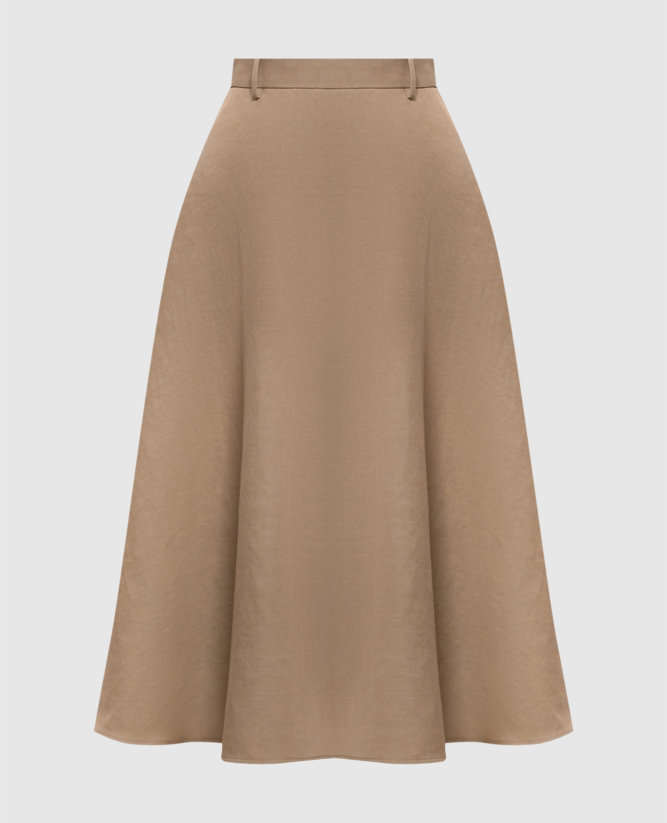 Beige Midirock aus Leinen und Seide