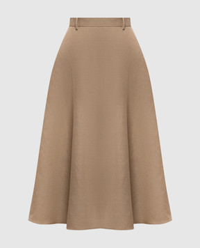 Agnona Beige midi skirt with linen and silk TG1101YU2108