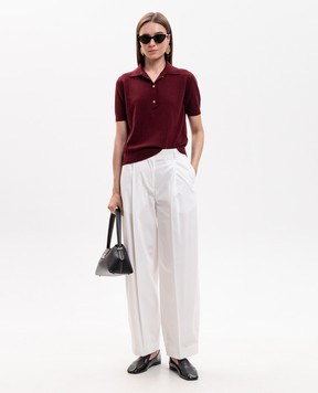 Max Mara Burgundy POMPOSA polo shirt with silk and cashmere SMMPOMPOSA