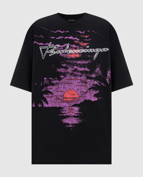 Balenciaga T-shirt black with logo print A00497TUVO9