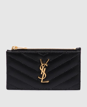 Saint Laurent Cassandre black leather cardholder 607915BOW01