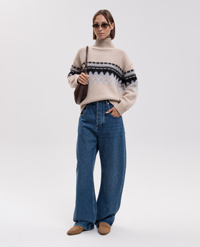 Allude Beige cashmere sweater with a pattern 26551001