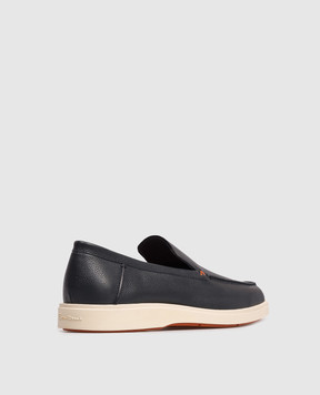 Santoni Blue leather loafers with logo MGDT17824TICSWLM