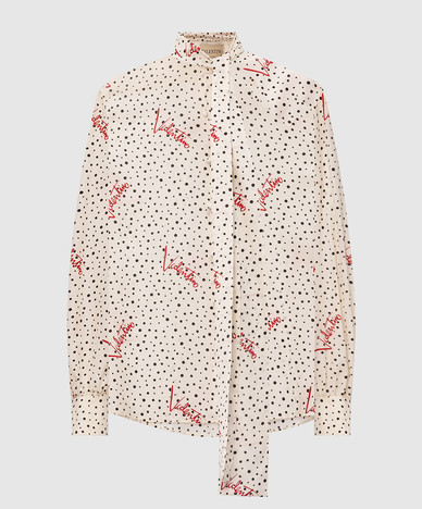 Beige Plus De Pois silk blouse with polka dots