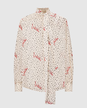 Valentino Beige Plus De Pois silk blouse with polka dots 9B3AB8N0A9N