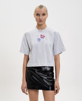 Off-White Grey melange cropped T-shirt with emblem 2AA090S26JER002