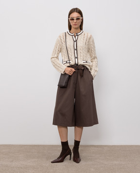 Brunello Cucinelli Brown Bermuda shorts with a monil chain MPB56P9310
