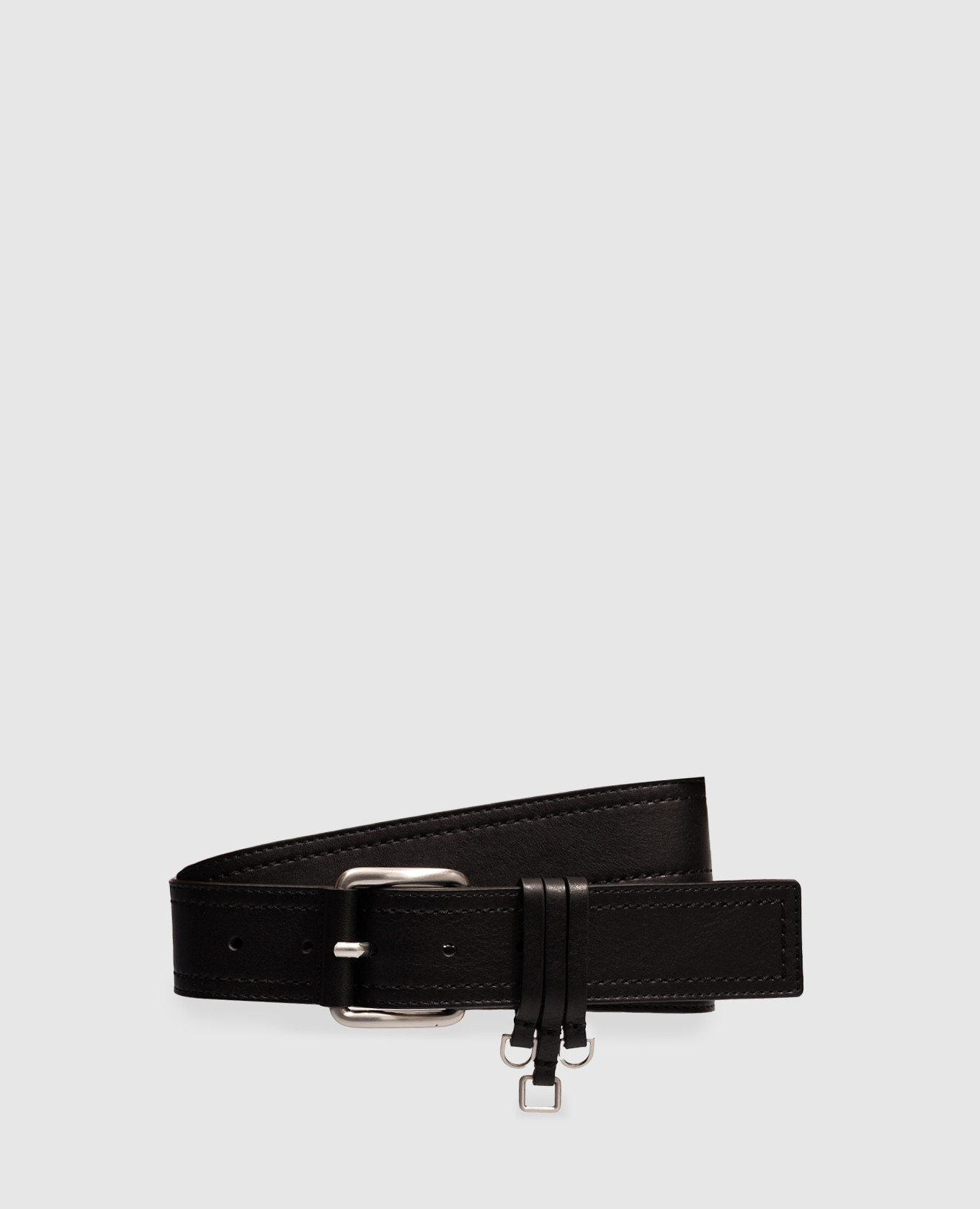 Black leather belt with pendants