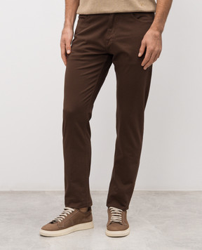ISAIA Brown pants with logo patch PNT005X0059