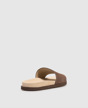 Brunello Cucinelli Brown suede flip-flops MZUSOLY236