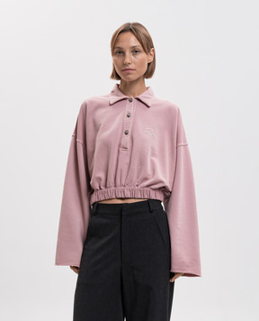 Palm Angels Pink polo sweatshirt with logo embroidery PAWGC001FL001
