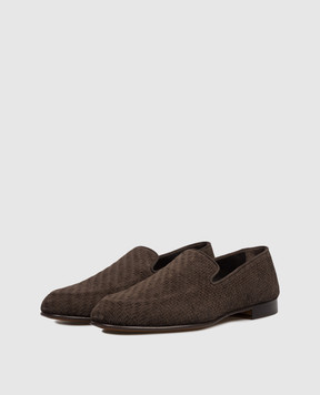 Canali Brown suede braided loafers RB01273911415