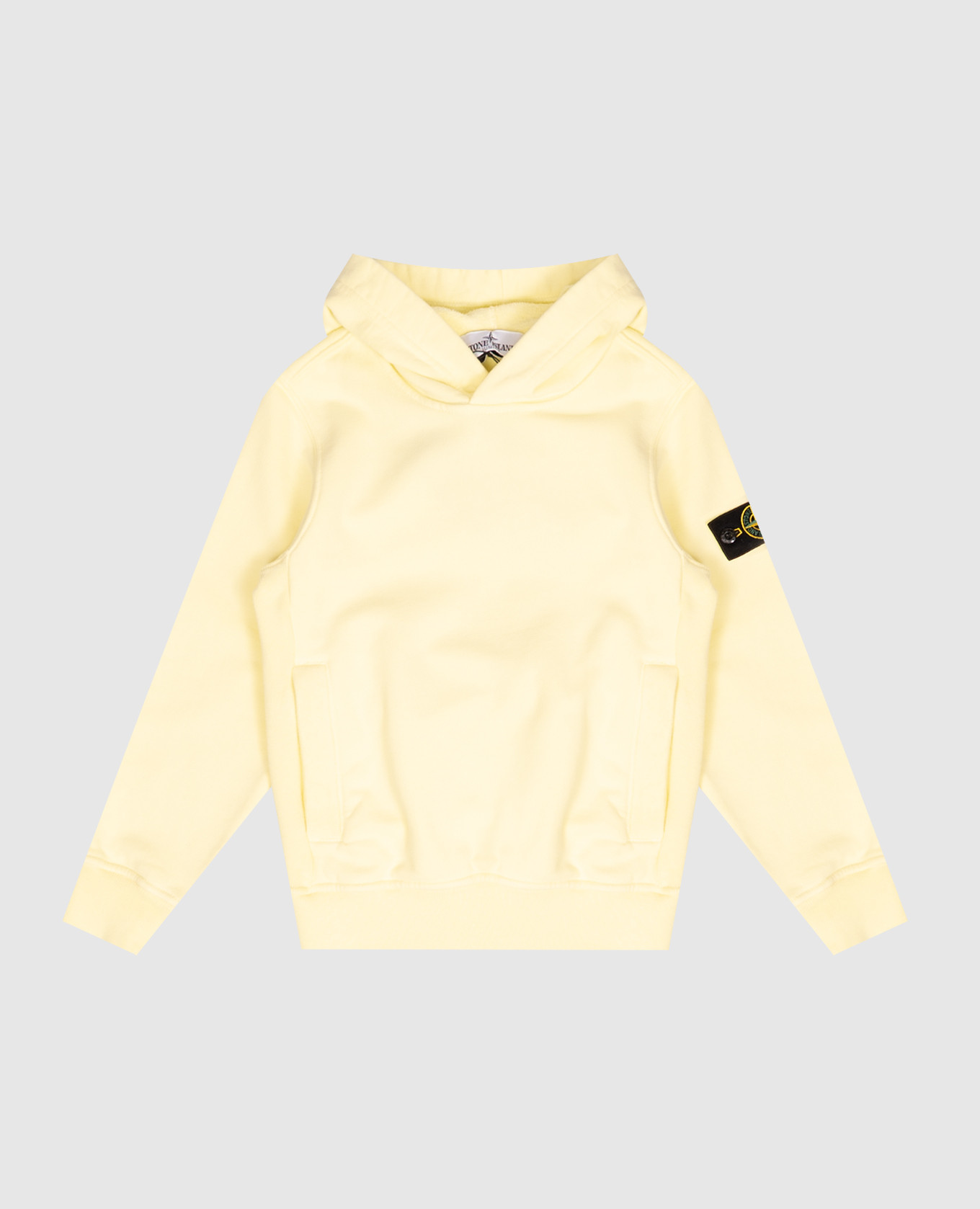 Children's yellow hoodie with logo patch