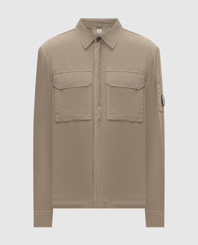 C.P. Company Khaki shirt with logo patch MOS752A110143G
