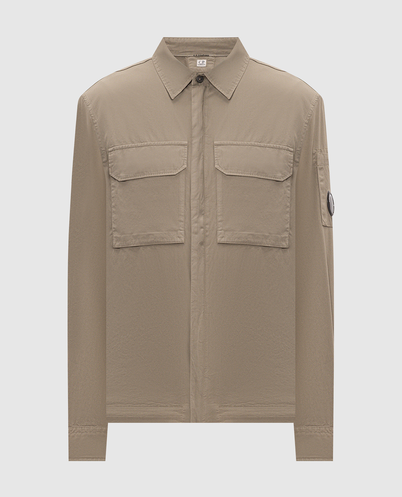 Khaki shirt with logo patch