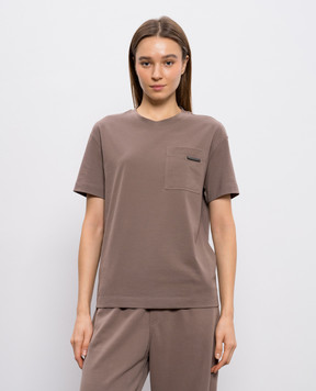 Brunello Cucinelli Brown T-shirt with monil chain M0T81EC710