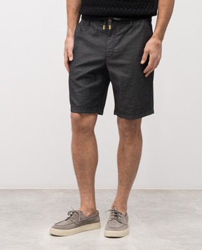 Stefano Ricci Grey shorts with logo patch M8T6101100TSOBK