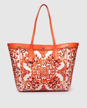 Dolce&Gabbana Atene orange tote bag with Majolica print BB7826AN220
