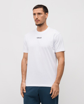 Versace White T-shirt with logo embroidery 10139441A16455