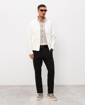 Peserico Dark brown pants with logo patch R54774T23D00800
