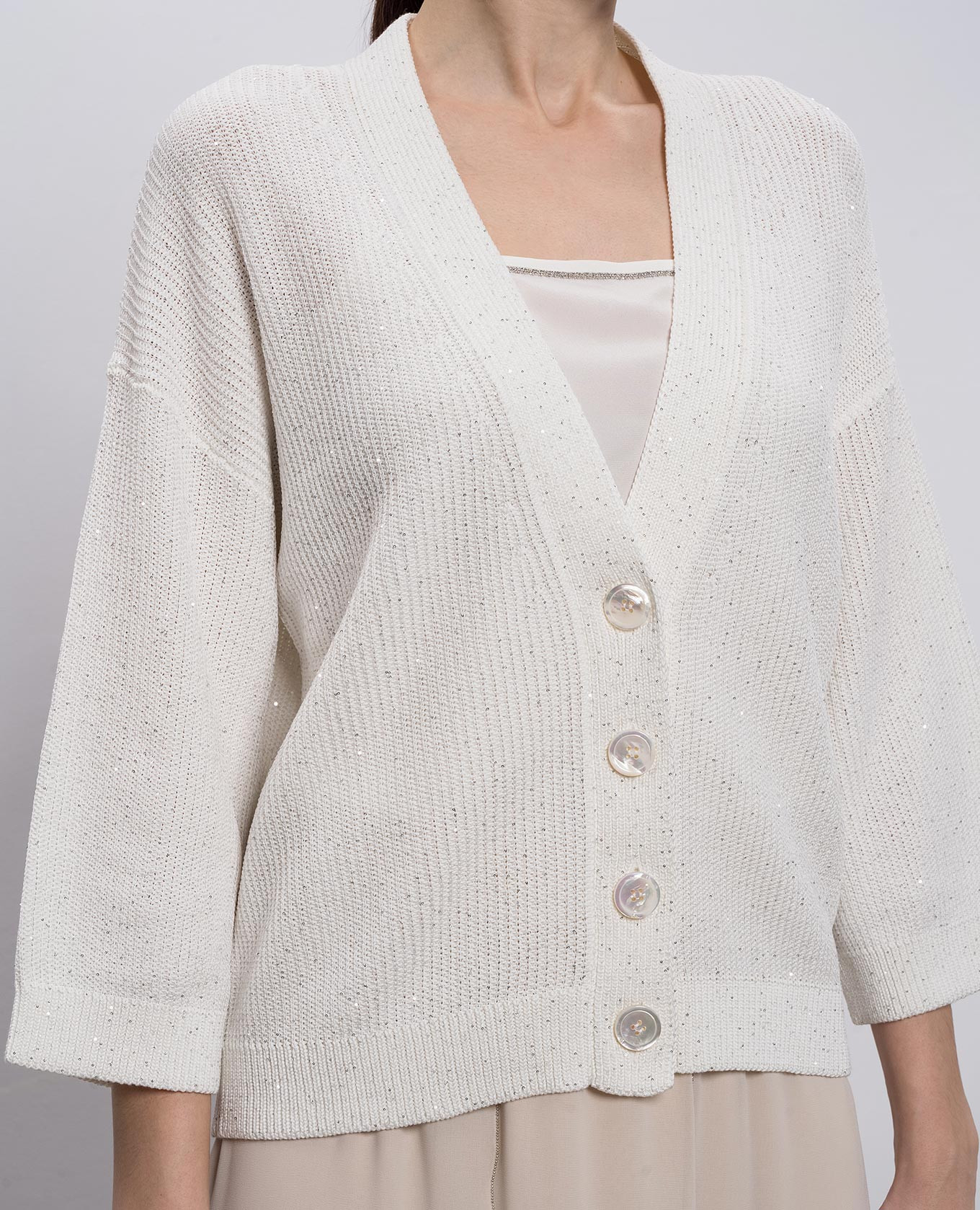 White cardigan with sequins Peserico 5