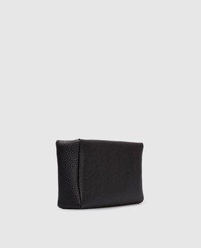 The Row Black leather clutch with logo W1867L624