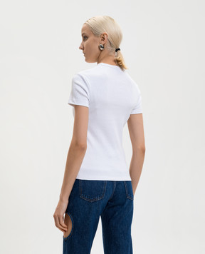 Off-White White ribbed T-shirt with logo 2AA065C99JER005