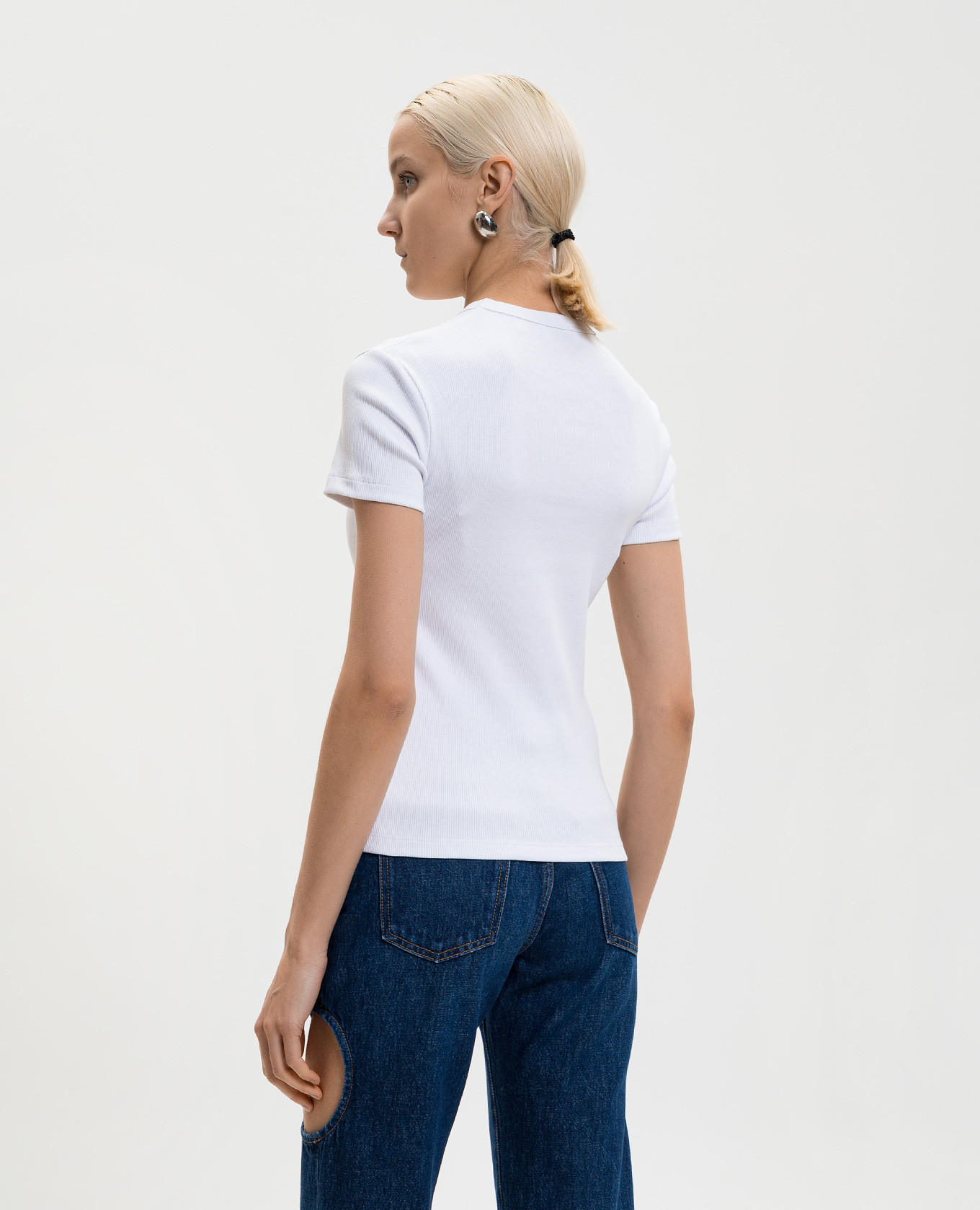 White ribbed T-shirt with logo Off-White 3