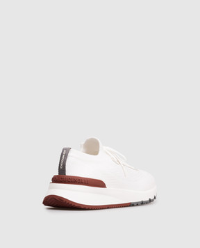 Brunello Cucinelli White cotton sneakers with textured logo MZUPMBO252