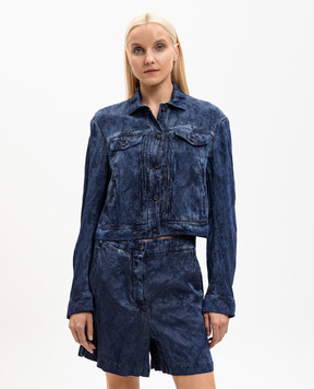 Masnada Blue jacket with woven pattern 8030