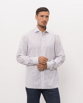 ISAIA White checkered shirt IM10TCC9430