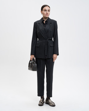 Peserico Black silk blouse with monil chain E0676407325