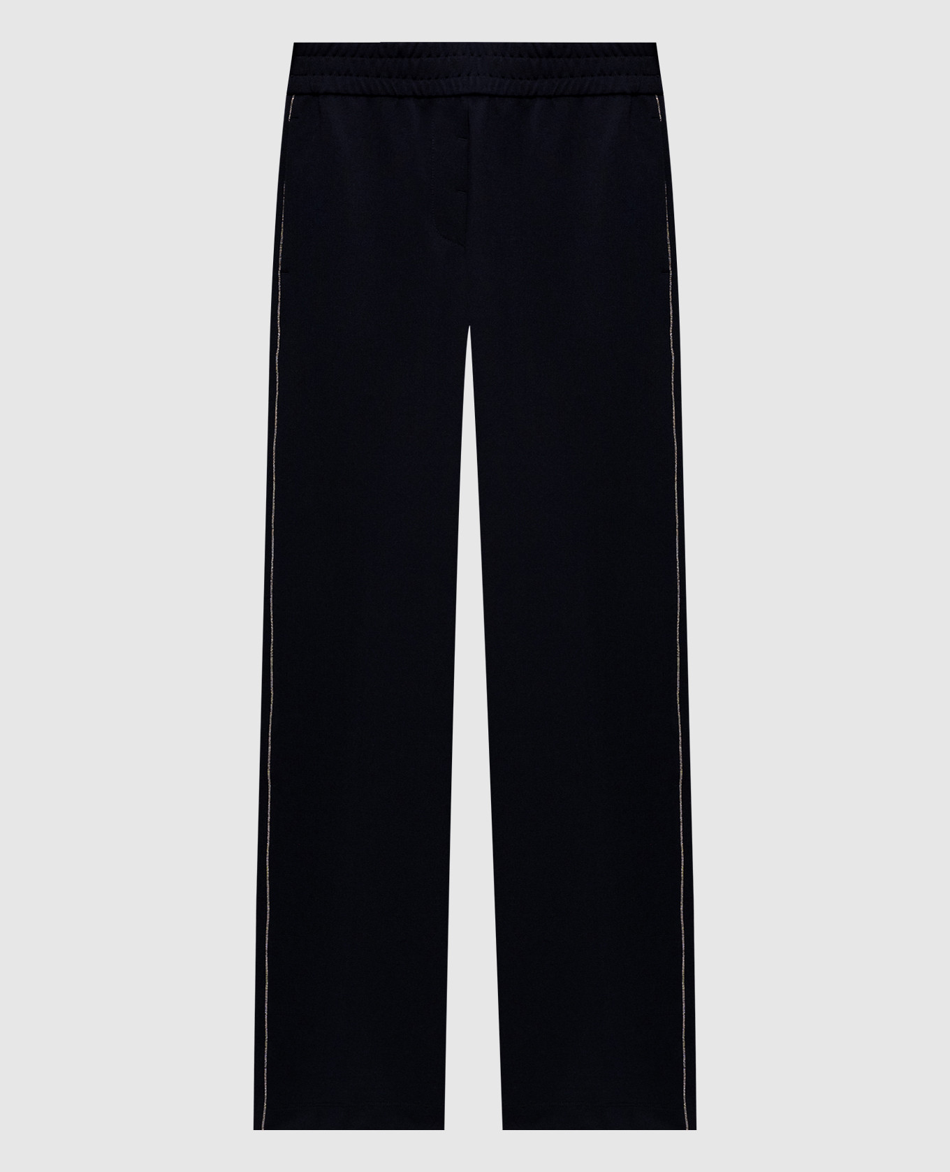 Blue pants with a monil chain