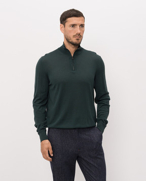 ISAIA Green wool jumper with zipper MG8018YP005