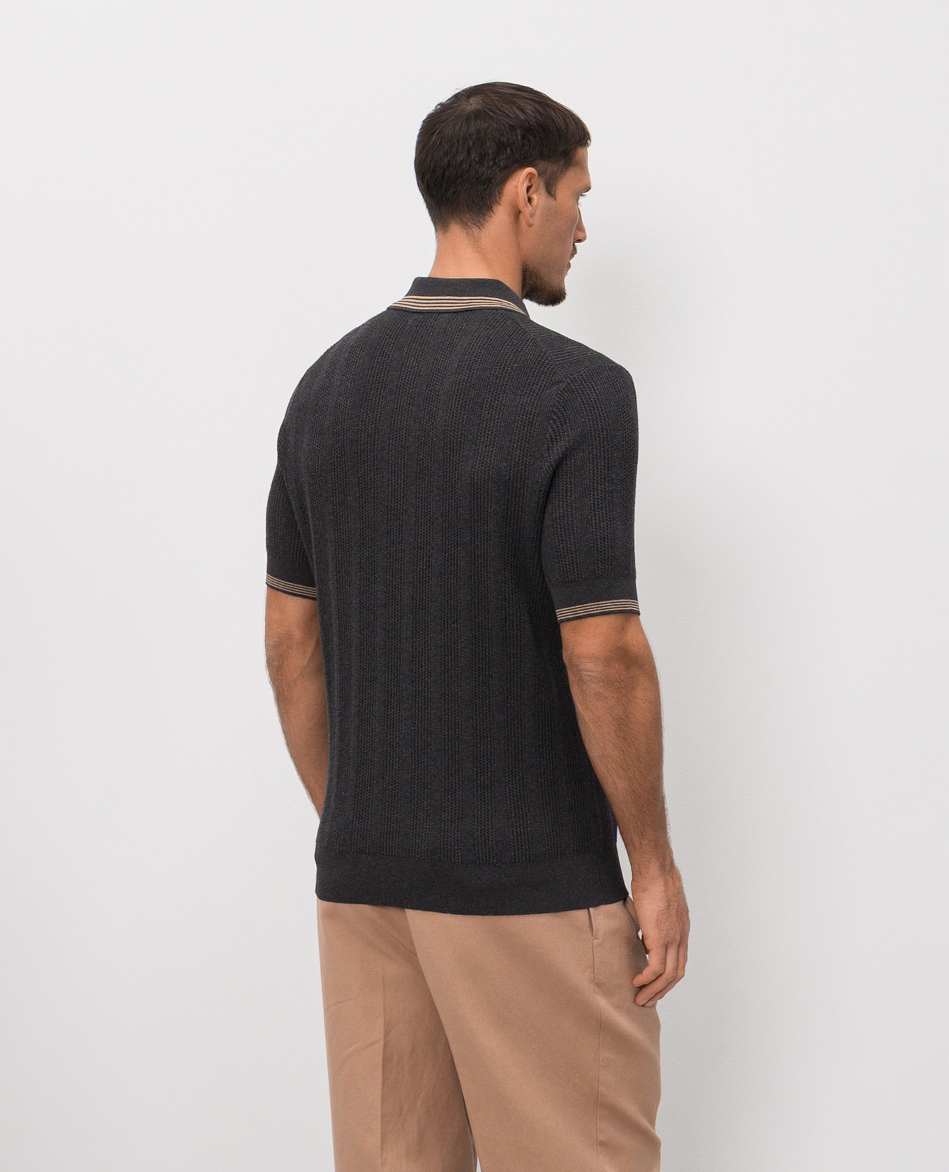 

Gray polo with contrasting stripes Brunello Cucinelli, Grey