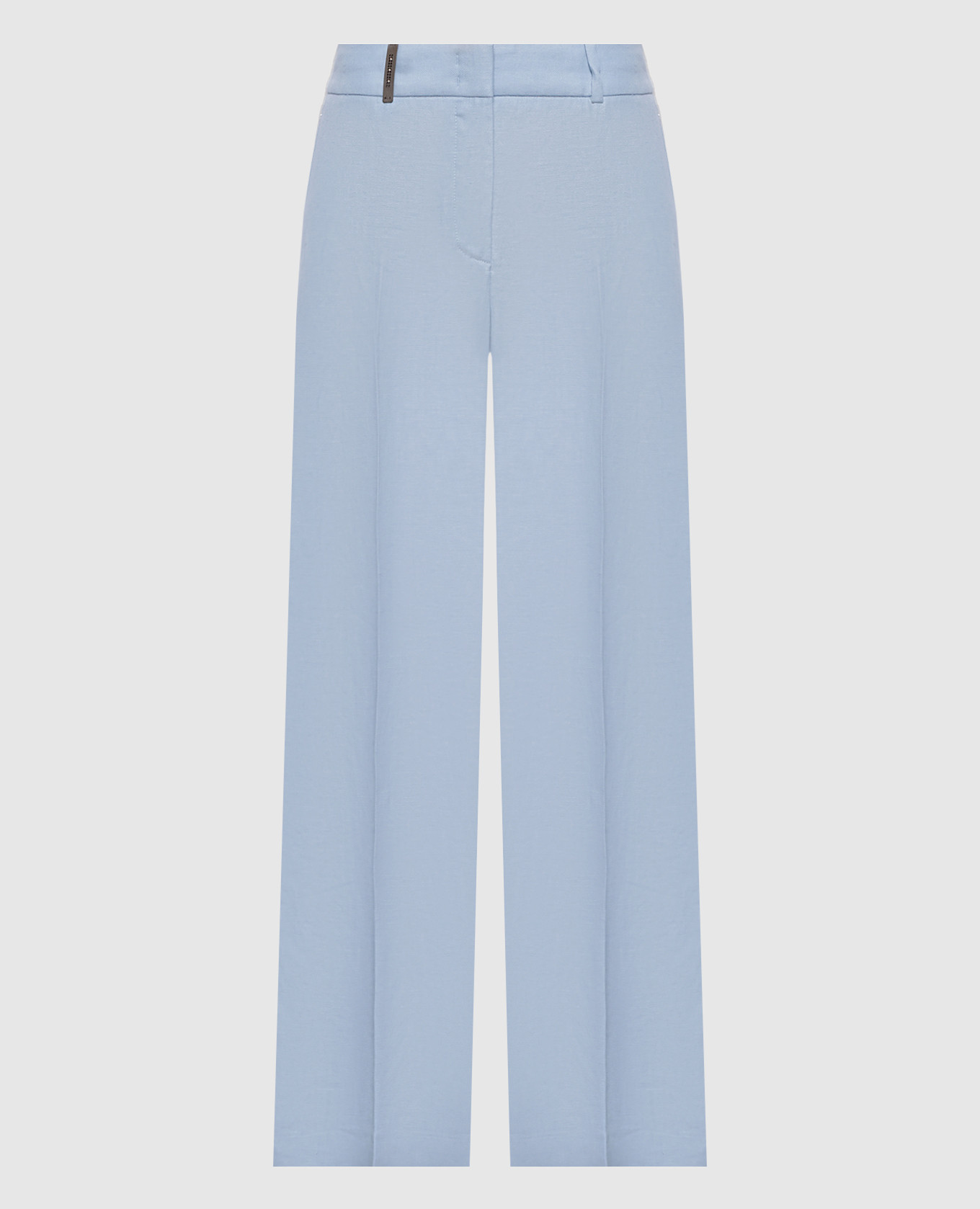Blue pants with brand patch