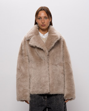 Babe Pay Pls Beige cropped sheepskin coat 2331CASHMERE