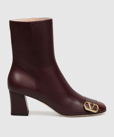 VLogo burgunderrote Lederstiefeletten