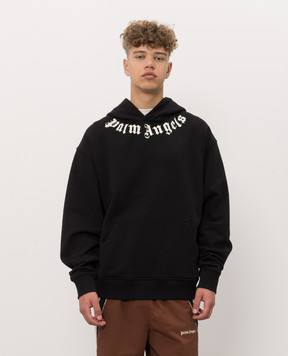 Palm Angels Black hoodie with contrast logo print PAMBB003FL001m