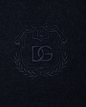 Dolce&Gabbana Children's blue wool and cashmere polo shirt L4KWJ4JDVGS814