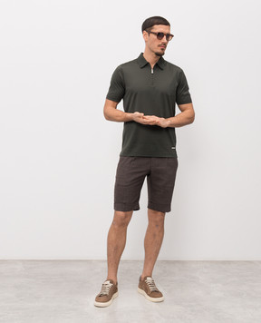 Enrico Mandelli Green polo shirt with logo patch 3K057A5677