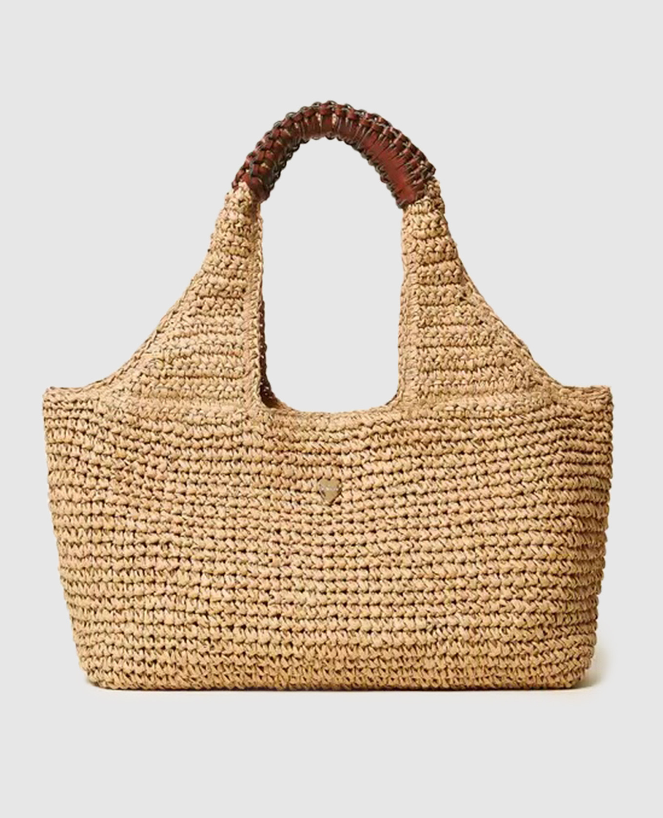 

Beige woven tote bag with logo Twinset