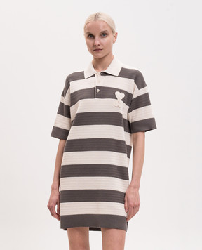Ami Paris Striped polo dress with logo patch FDR667KN0153