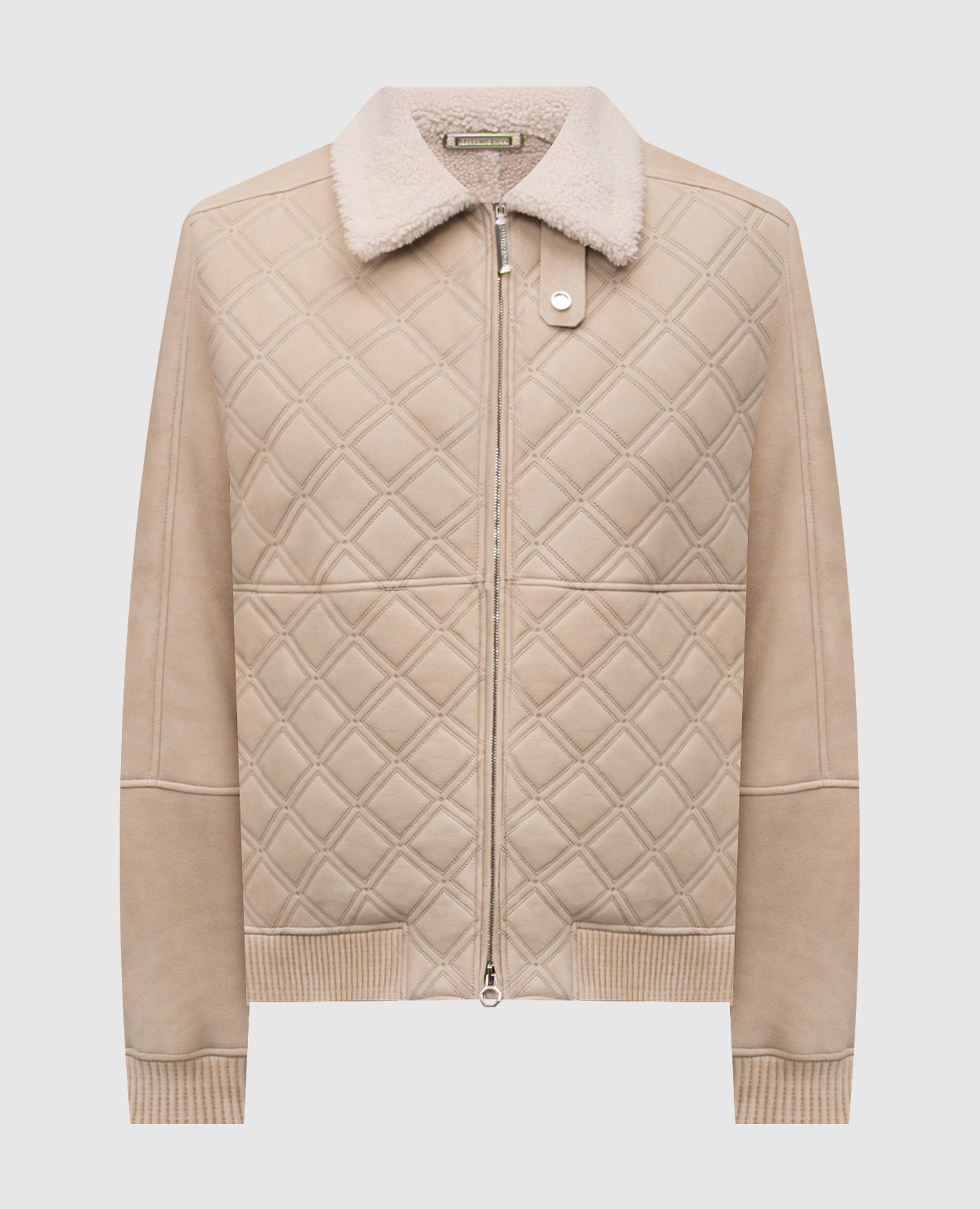 Beige quilted sheepskin coat