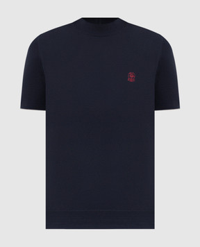 Brunello Cucinelli Blue T-shirt with embroidered emblem M29800104