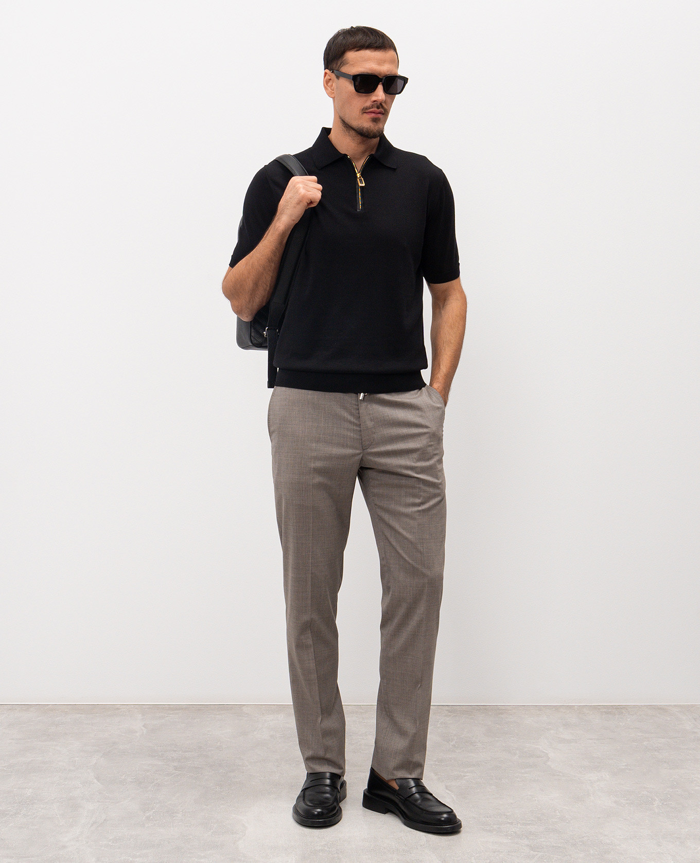 

Black polo with silk Stefano Ricci