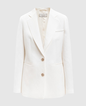 Peserico White linen jacket with monil chain A0120206668